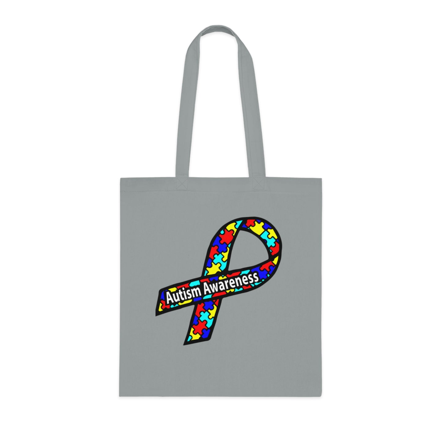Autism Awareness Puzzle-Heart Cotton Tote — “Not Fighting Autism, Working With It” - Ramshackle Shack