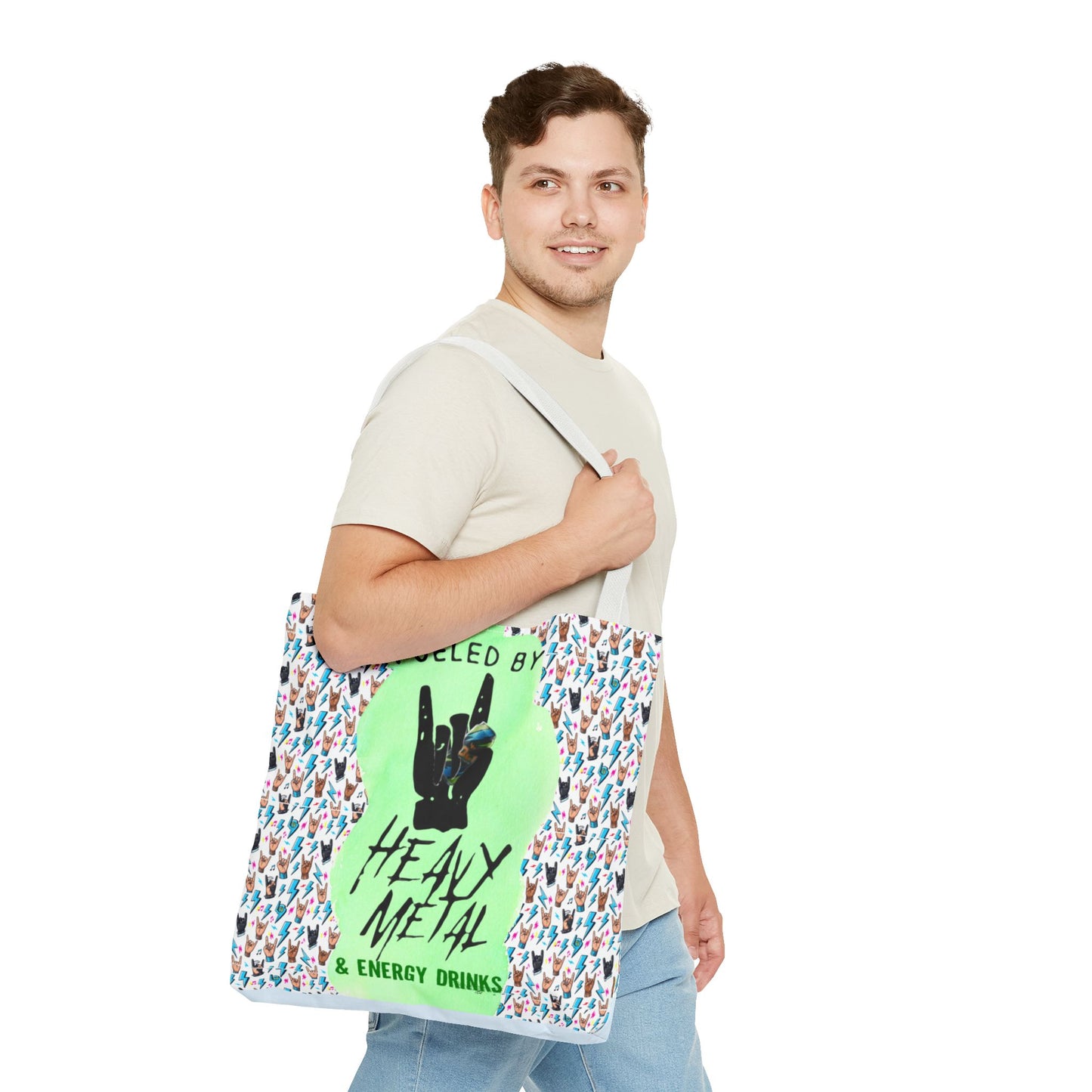 Heavy Metal & Energy Drinks Tote Bag — Neon Rock Energy Design - Ramshackle Shack