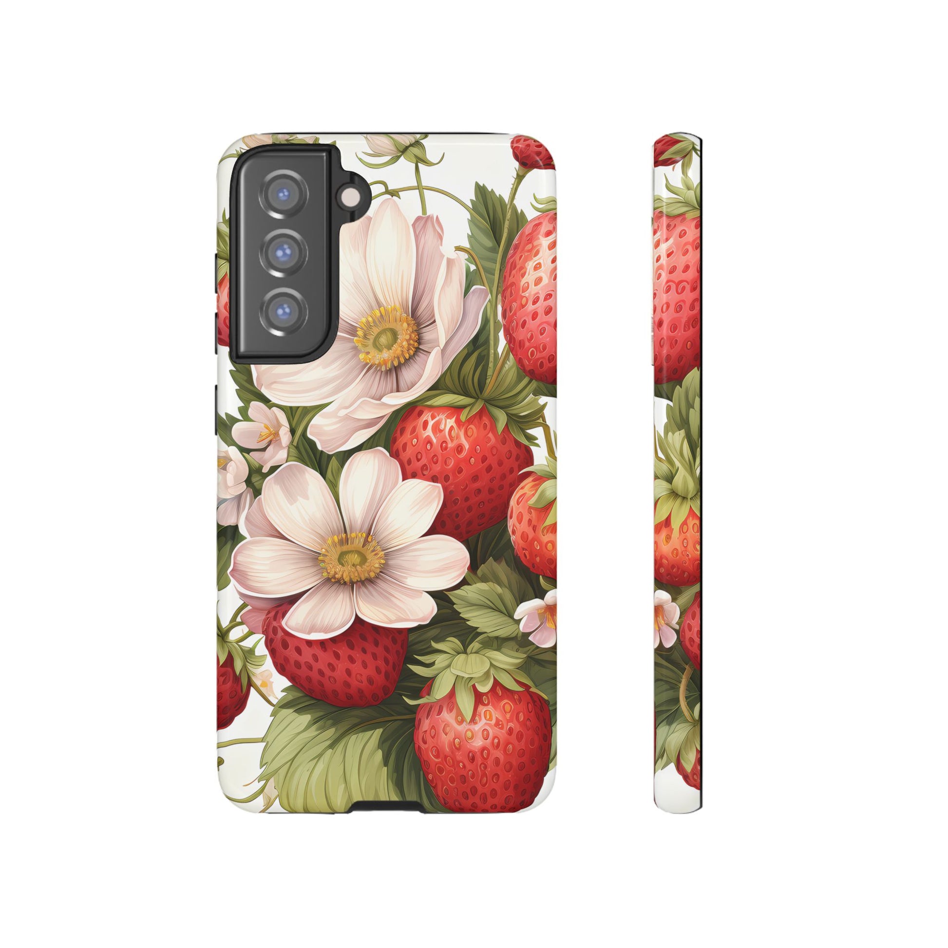 Strawberry Blossom Phone Case — Floral Protective Tough Case - Ramshackle Shack
