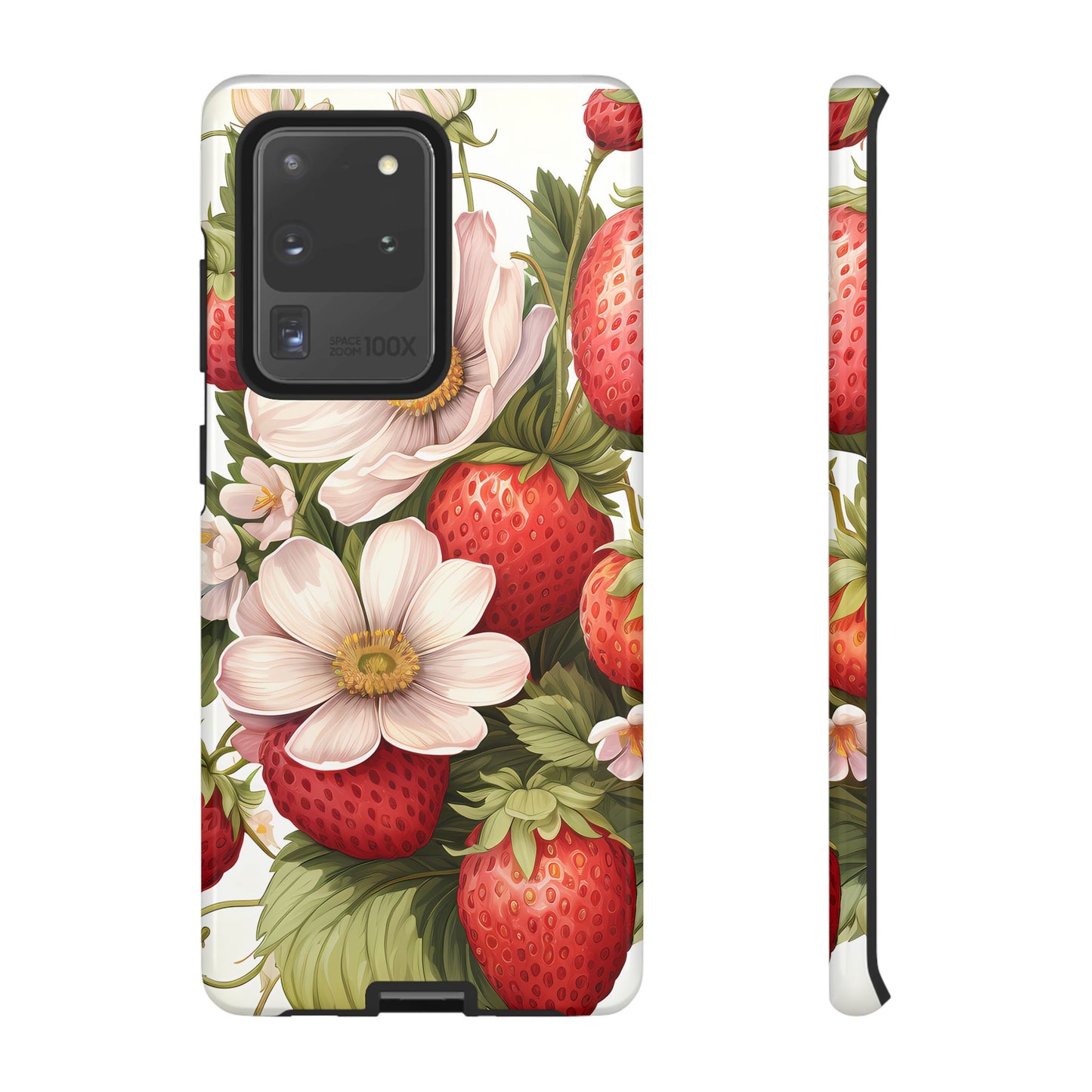 Strawberry Blossom Phone Case — Floral Protective Tough Case - Ramshackle Shack