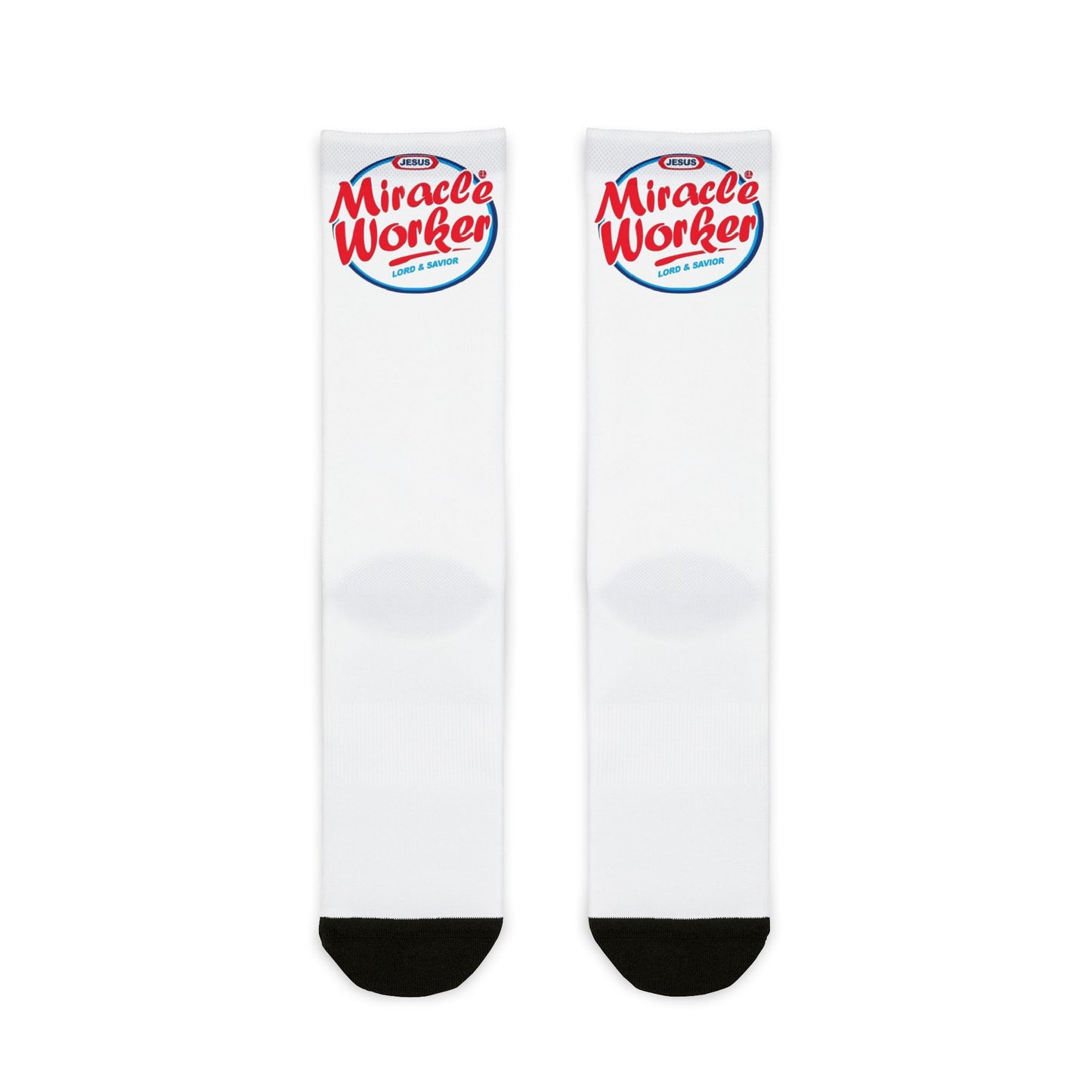 Jesus Miracle Worker Crew Socks — 'Lord & Savior' Sublimation Socks - Ramshackle Shack