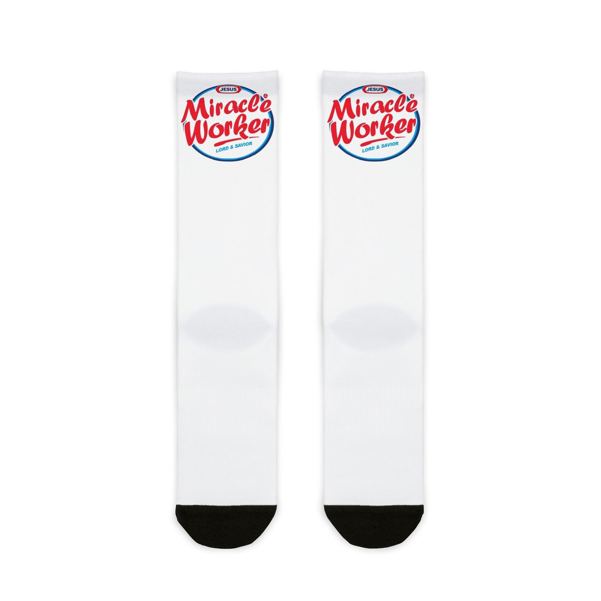 Jesus Miracle Worker Crew Socks — 'Lord & Savior' Sublimation Socks - Ramshackle Shack