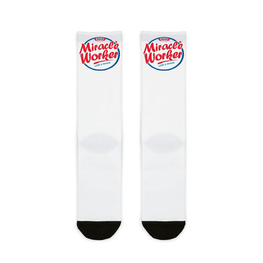 Jesus Miracle Worker Crew Socks — 'Lord & Savior' Sublimation Socks - Ramshackle Shack
