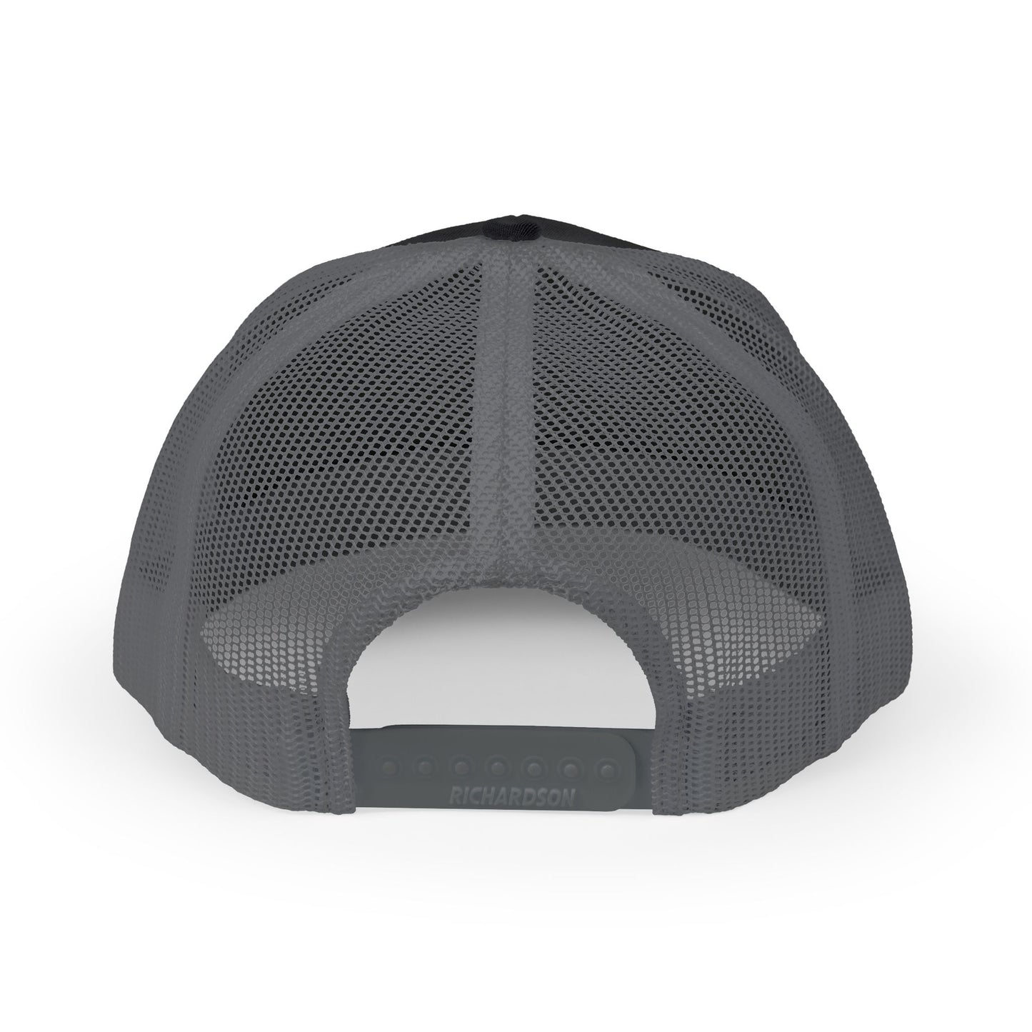 Printify Never Surrender Snapback Trucker Cap, adjustable hat with bold front design and mesh back for breathability.
