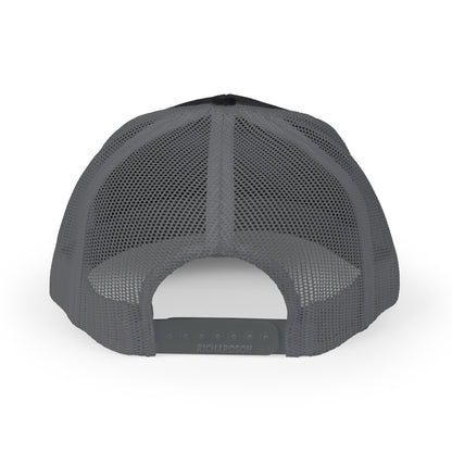 Printify Never Surrender Snapback Trucker Cap, adjustable hat with bold front design and mesh back for breathability.
