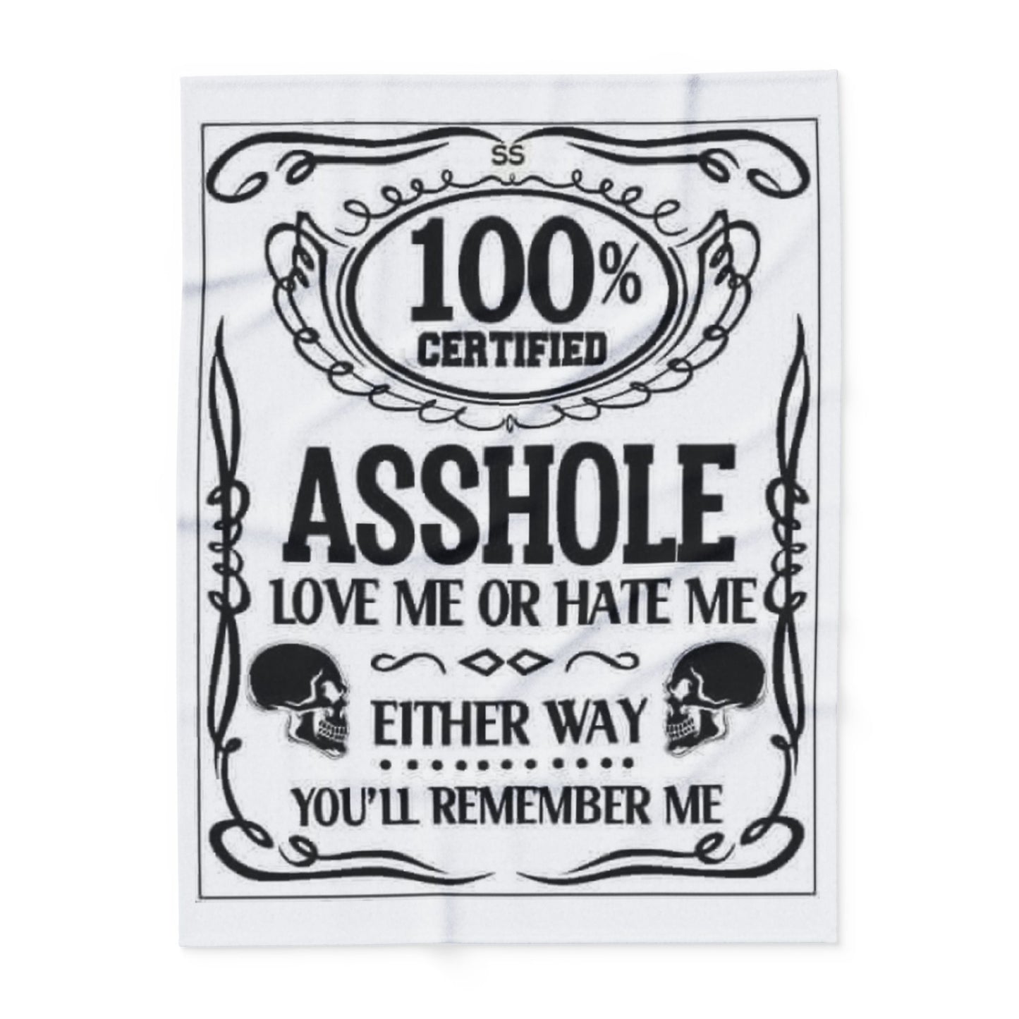 Arctic Fleece Blanket — "100% Certified Asshole" Funny Novelty Throw Blanket - Ramshackle Shack