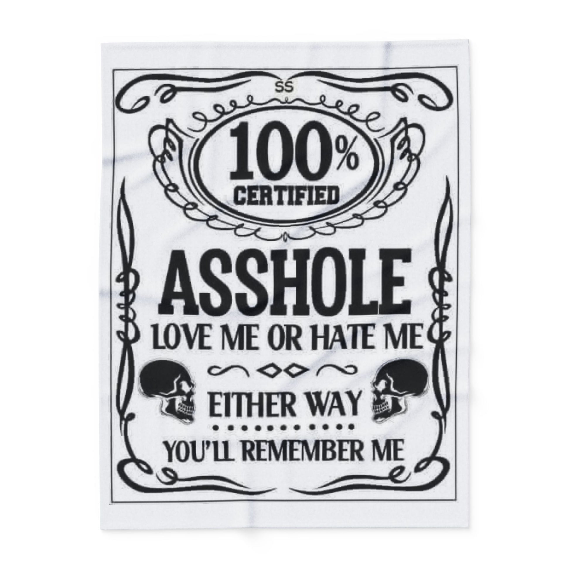 Arctic Fleece Blanket — "100% Certified Asshole" Funny Novelty Throw Blanket - Ramshackle Shack