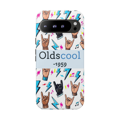 Retro Rock 'Oldscool 1959' Phone Case – Lightning & Rock Hand Pattern - Ramshackle Shack