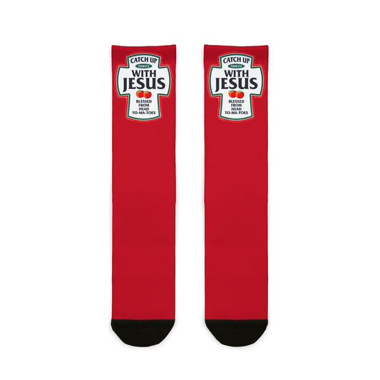 Catch Up with Jesus Ketchup Bottle Crew Socks - Ramshackle Shack