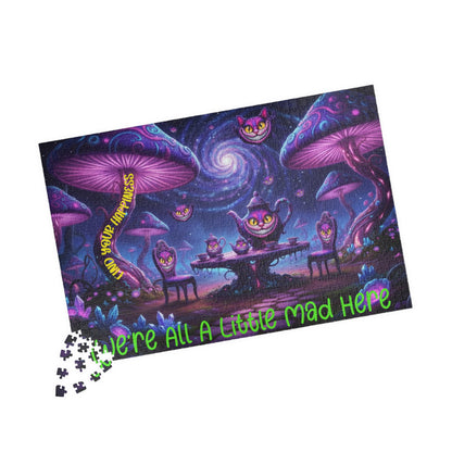 Customizable Puzzle — Psychedelic Mushroom Garden Tea Party with Cheshire Cats (110–1014 pcs) - Ramshackle Shack