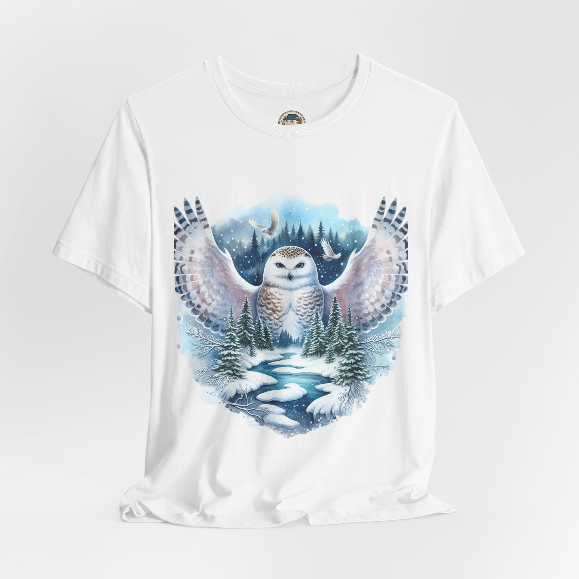 Snowy Owl Forest T-Shirt — Winter Wildlife Nature Tee - Ramshackle Shack