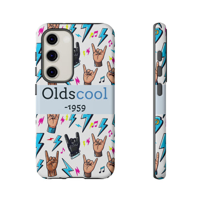 Retro Rock 'Oldscool 1959' Phone Case – Lightning & Rock Hand Pattern - Ramshackle Shack