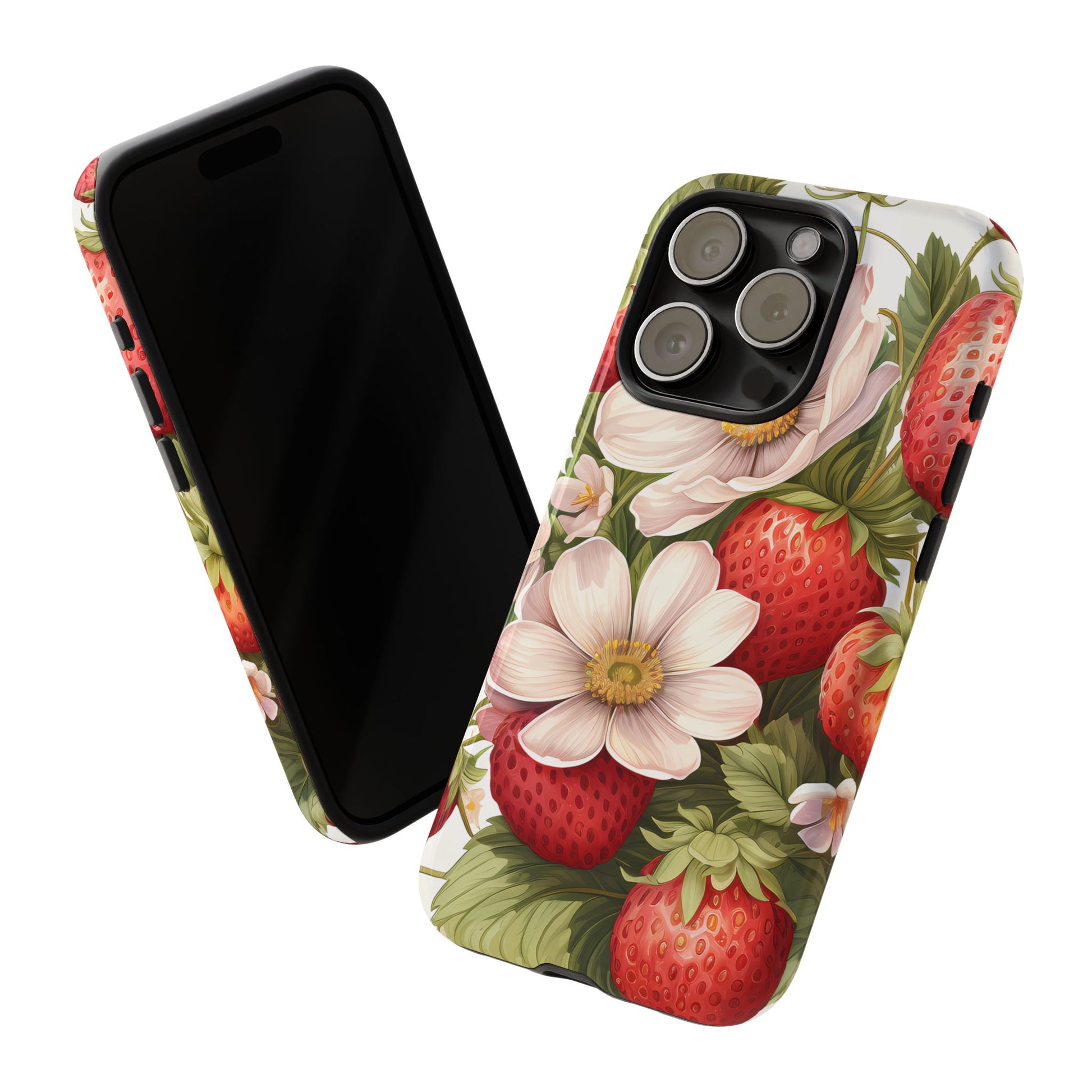 Strawberry Blossom Phone Case — Floral Protective Tough Case - Ramshackle Shack