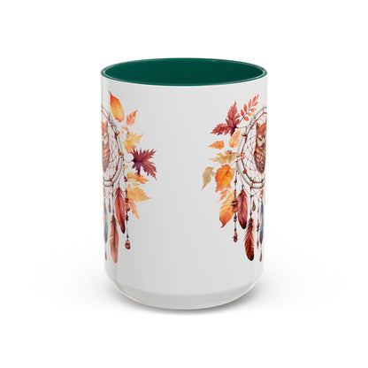 Autumn Owl Dreamcatcher Mug — Fall Leaves Coffee Cup (11oz & 15oz) - Ramshackle Shack