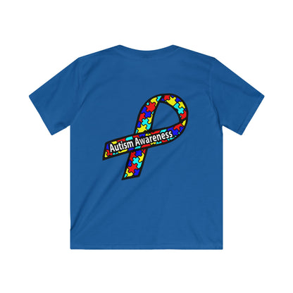 Kids Autism Awareness T-Shirt — "Not Fighting Autism, Working With It" Puzzle Ribbon Tee - Ramshackle Shack