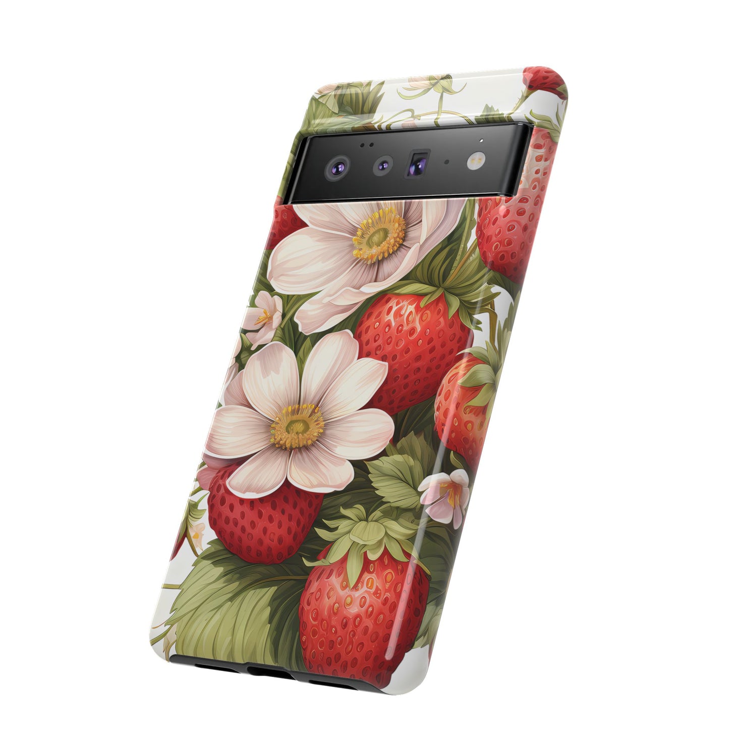Strawberry Blossom Phone Case — Floral Protective Tough Case - Ramshackle Shack