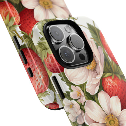 Strawberry Blossom Phone Case — Floral Protective Tough Case - Ramshackle Shack