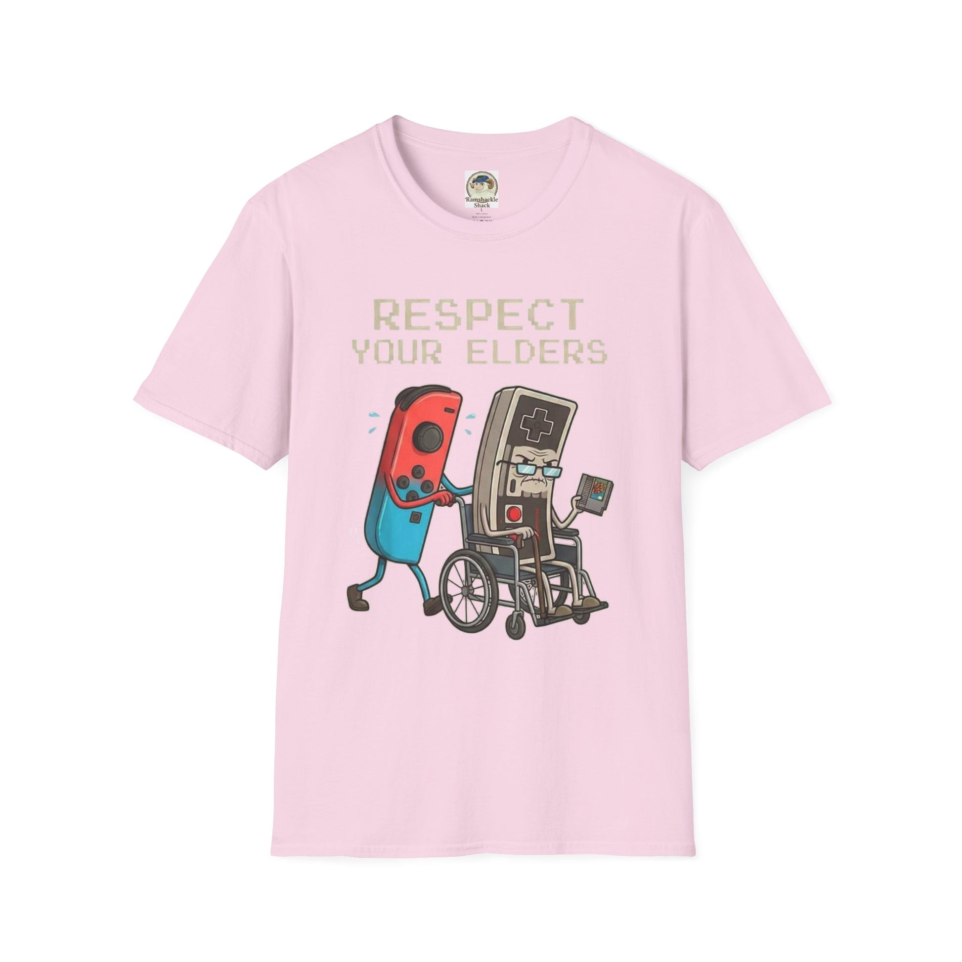 Retro Game Controllers TShirt Respect Your Elders Vintage Console Graphic Tee - Ramshackle Shack