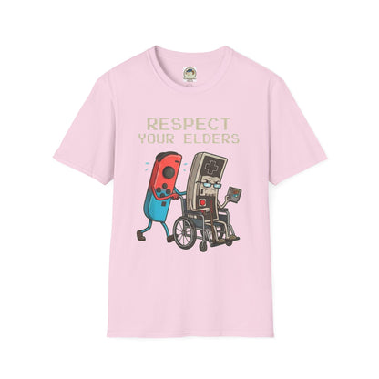 Retro Game Controllers TShirt Respect Your Elders Vintage Console Graphic Tee - Ramshackle Shack