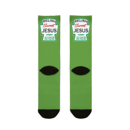 Relish Sweet Jesus Ketchup Bottle Crew Socks - Ramshackle Shack