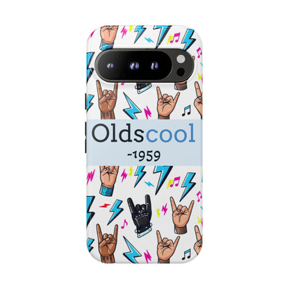 Retro Rock 'Oldscool 1959' Phone Case – Lightning & Rock Hand Pattern - Ramshackle Shack