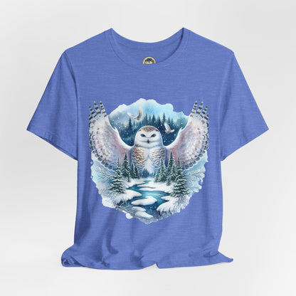 Snowy Owl Forest T-Shirt — Winter Wildlife Nature Tee - Ramshackle Shack