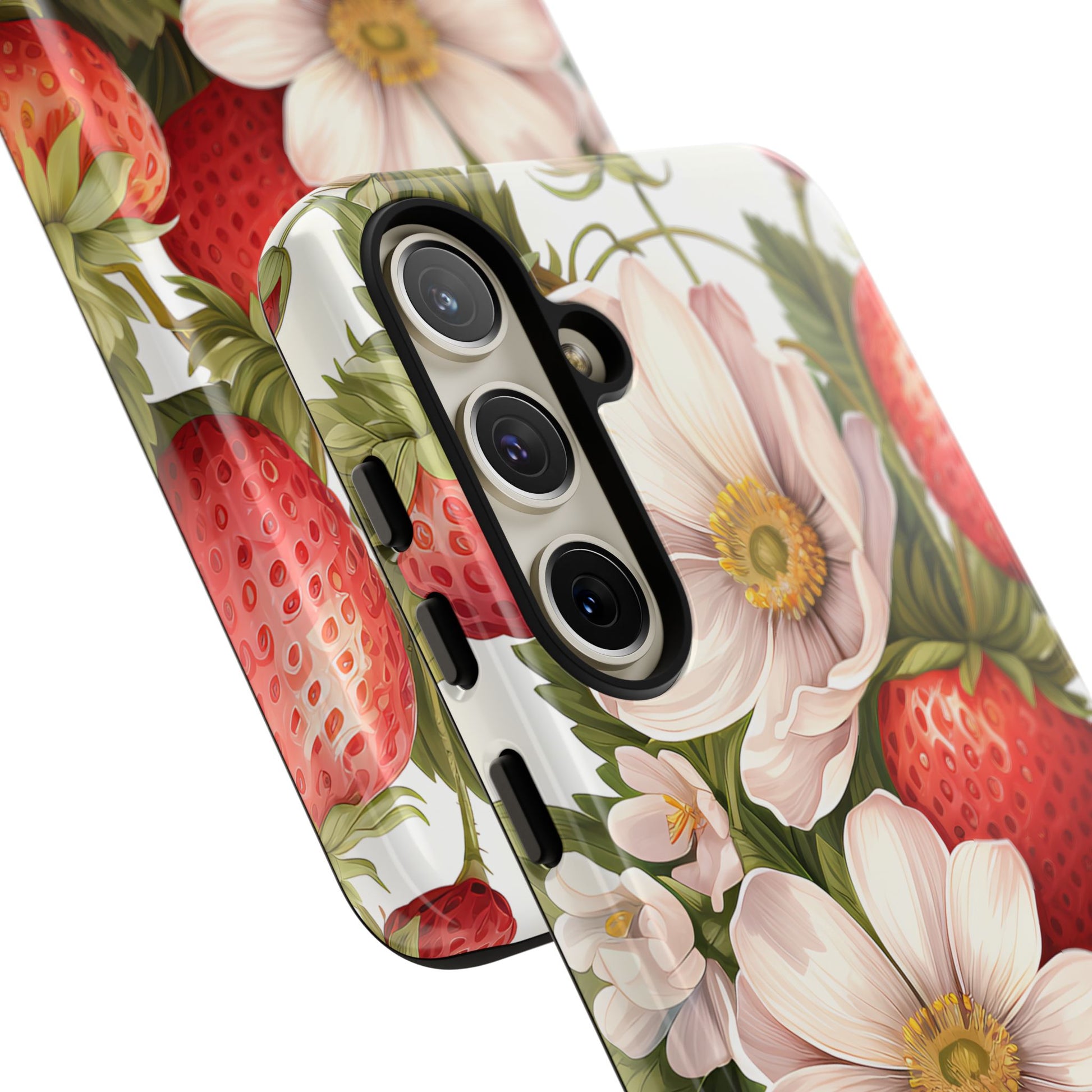 Strawberry Blossom Phone Case — Floral Protective Tough Case - Ramshackle Shack