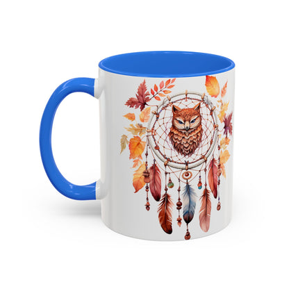 Autumn Owl Dreamcatcher Mug — Fall Leaves Coffee Cup (11oz & 15oz) - Ramshackle Shack