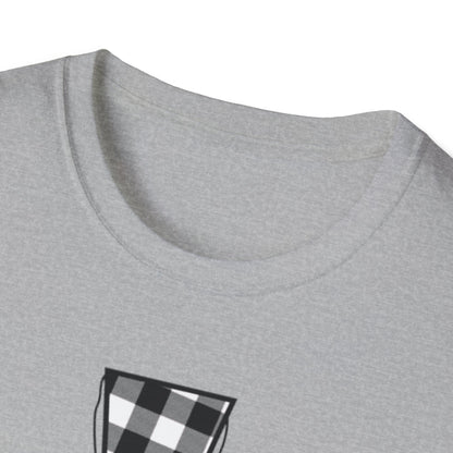 Faith and Love Christian T-Shirt | Plaid Heart and Cross Religious Graphic Tee - Ramshackle Shack