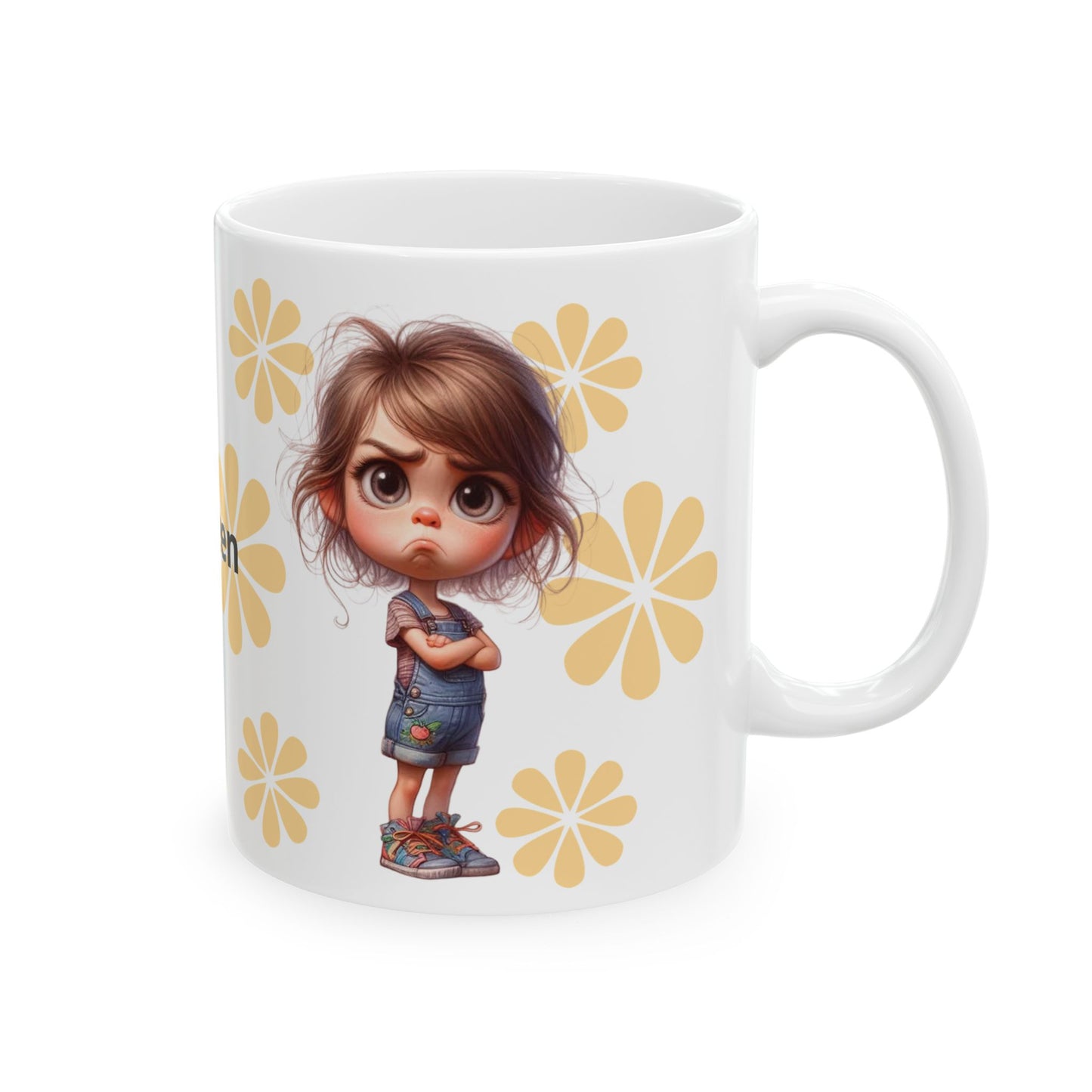 Pouting Girl Floral Ceramic Mug — 11oz & 15oz - Ramshackle Shack
