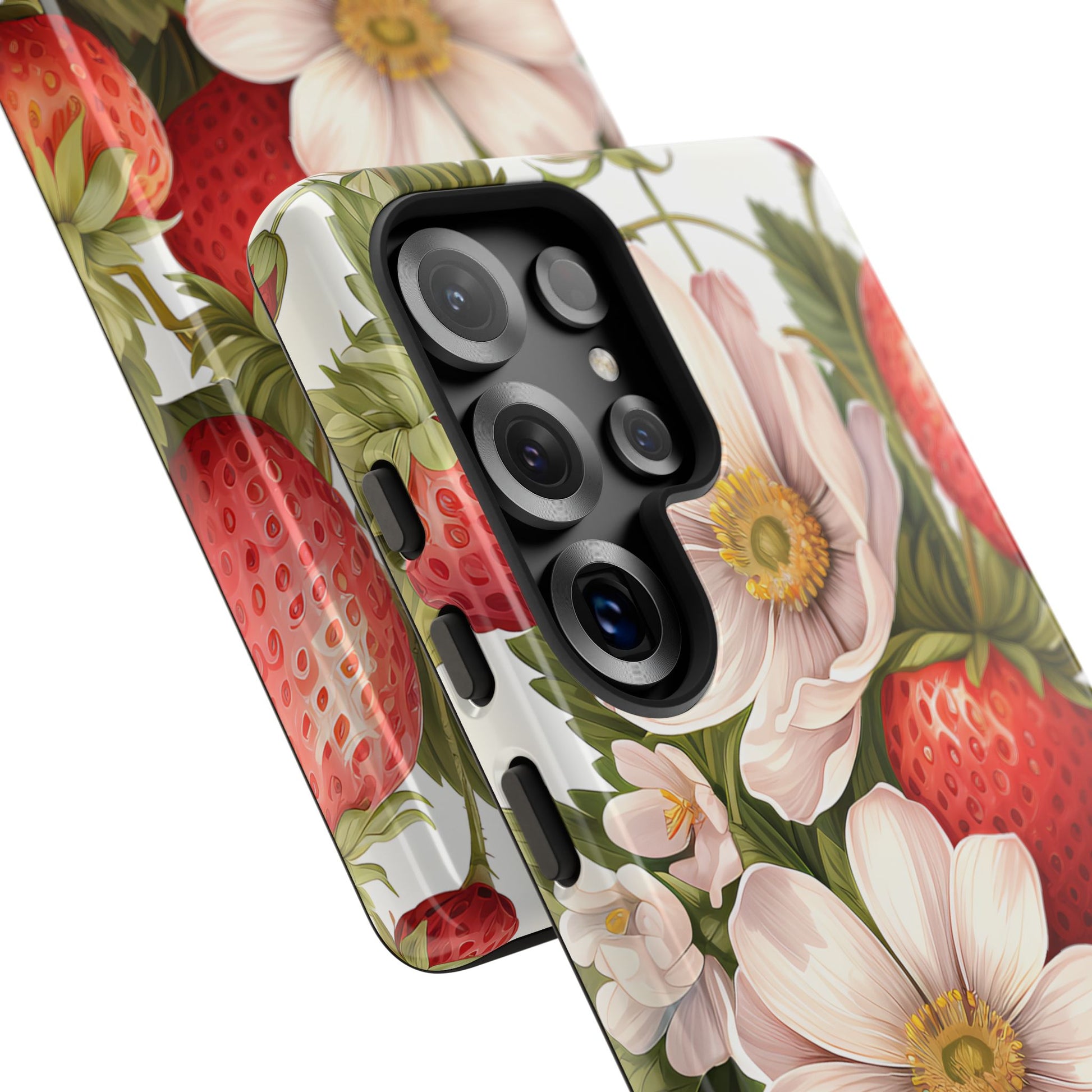Strawberry Blossom Phone Case — Floral Protective Tough Case - Ramshackle Shack