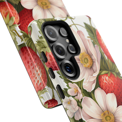 Strawberry Blossom Phone Case — Floral Protective Tough Case - Ramshackle Shack