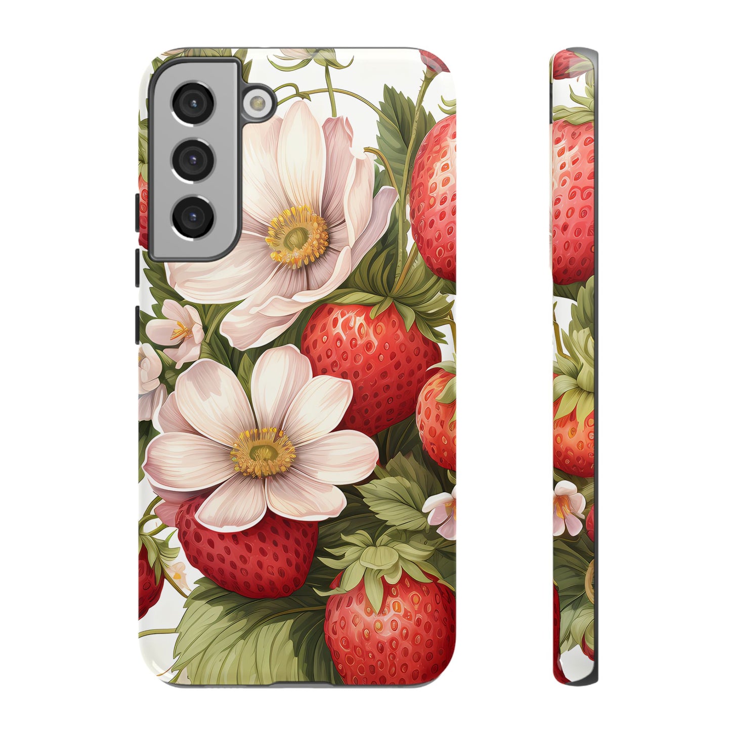 Strawberry Blossom Phone Case — Floral Protective Tough Case - Ramshackle Shack