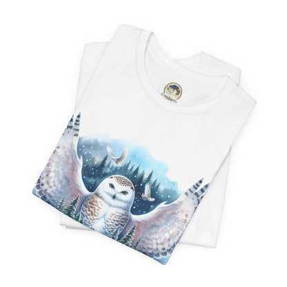 Snowy Owl Forest T-Shirt — Winter Wildlife Nature Tee - Ramshackle Shack