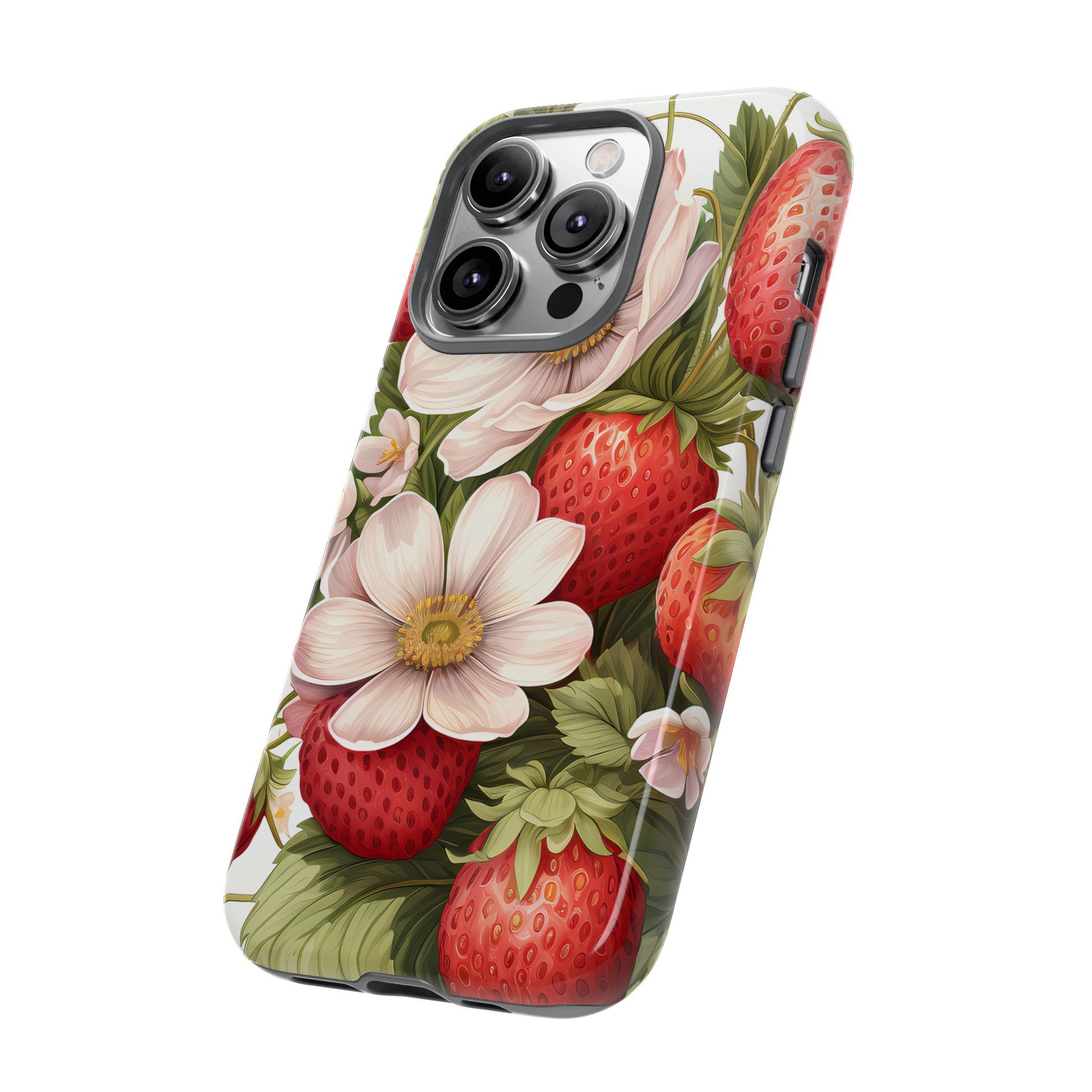 Strawberry Blossom Phone Case — Floral Protective Tough Case - Ramshackle Shack
