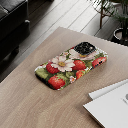 Strawberry Blossom Phone Case — Floral Protective Tough Case - Ramshackle Shack