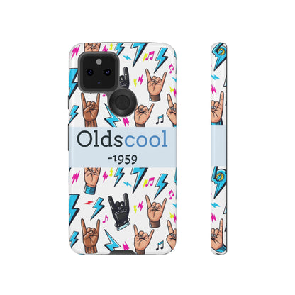 Retro Rock 'Oldscool 1959' Phone Case – Lightning & Rock Hand Pattern - Ramshackle Shack