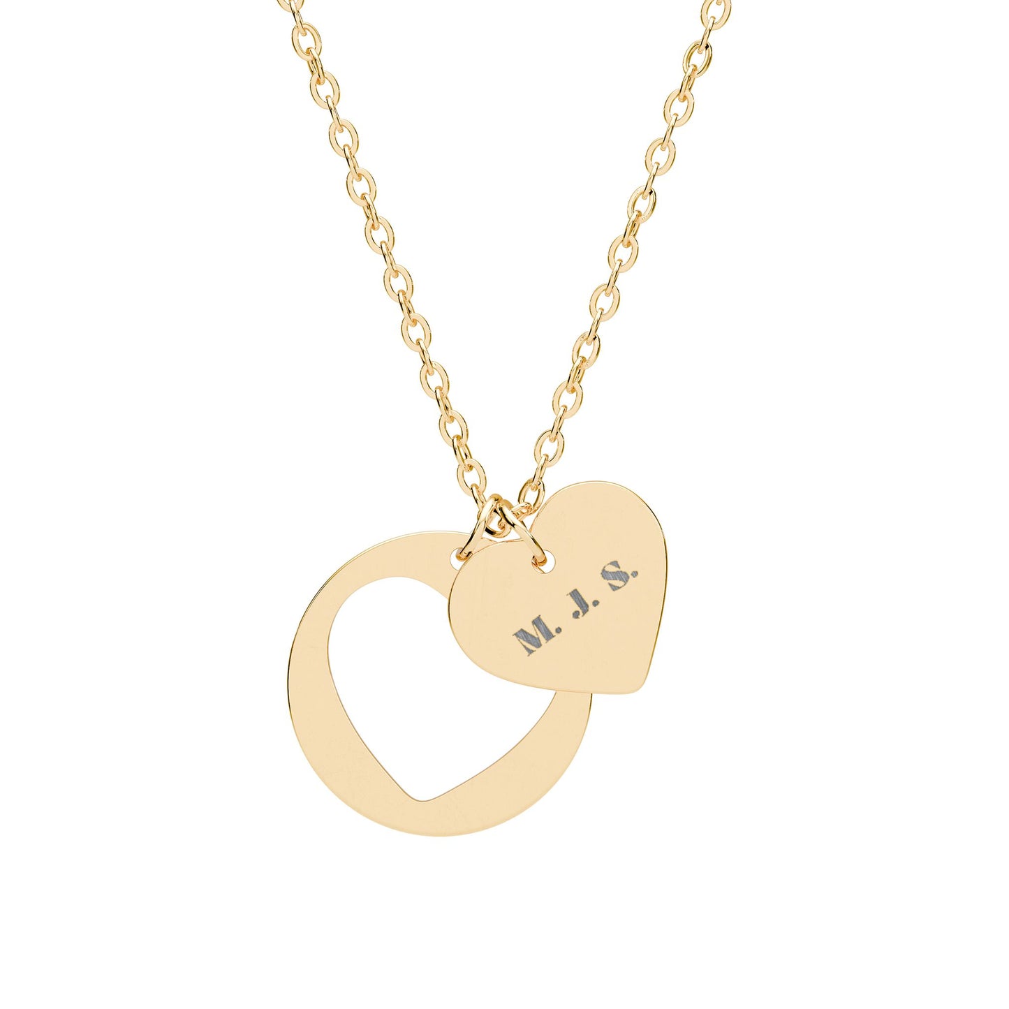 Engraved Heart Cutout Necklace — Personalized Initials Pendant (Silver, Yellow Gold, or Rose Gold) - Ramshackle Shack