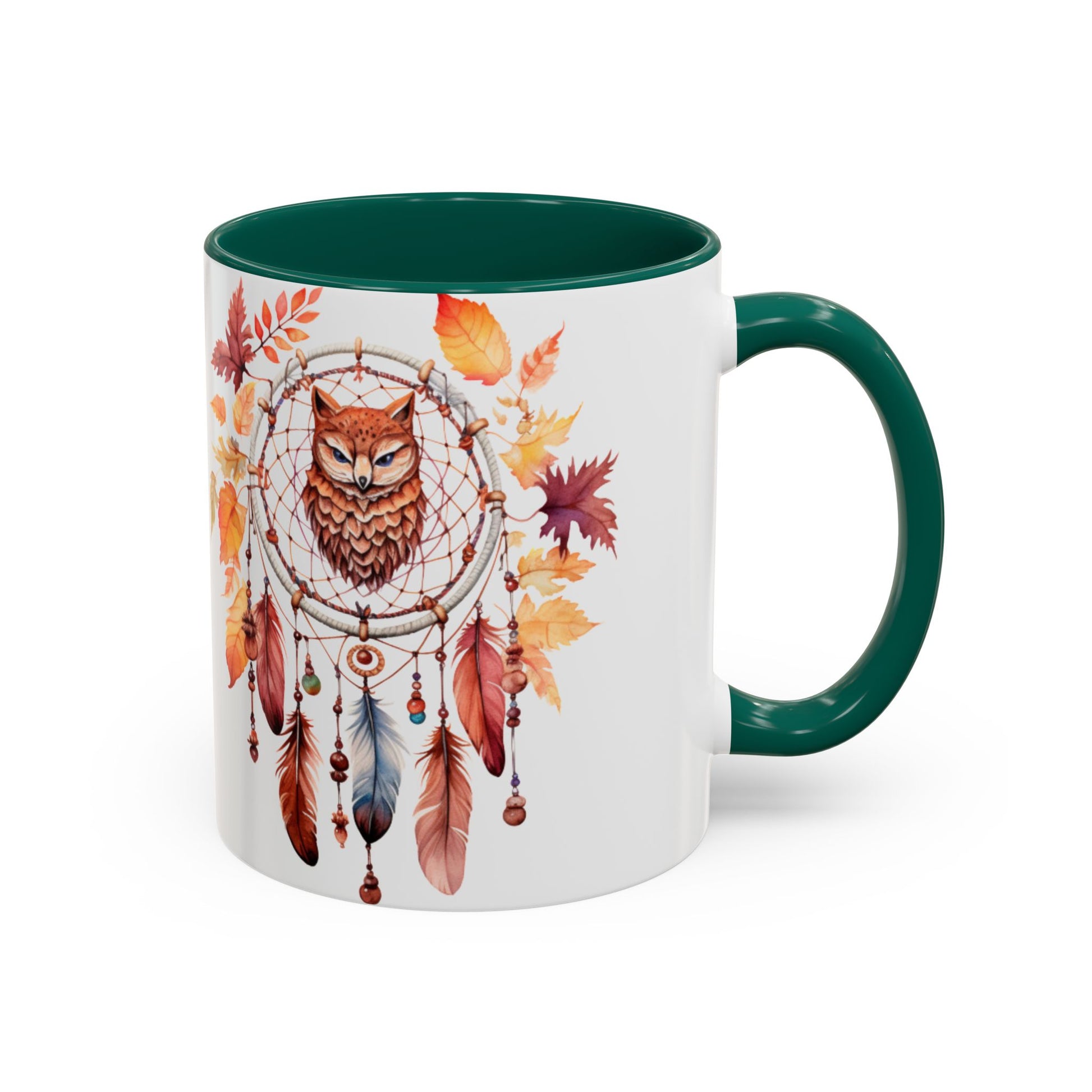 Autumn Owl Dreamcatcher Mug — Fall Leaves Coffee Cup (11oz & 15oz) - Ramshackle Shack