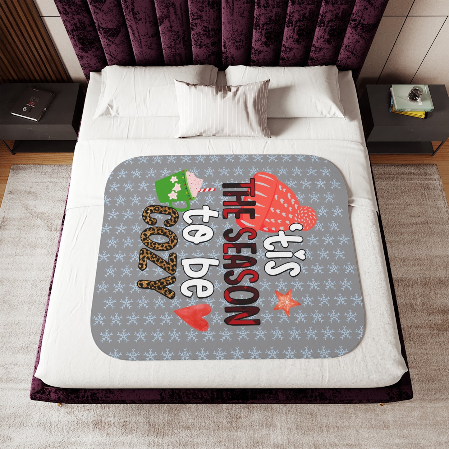 Holiday Sherpa Blanket – "’Tis the Season to Be Cozy" Plush Throw - Ramshackle Shack