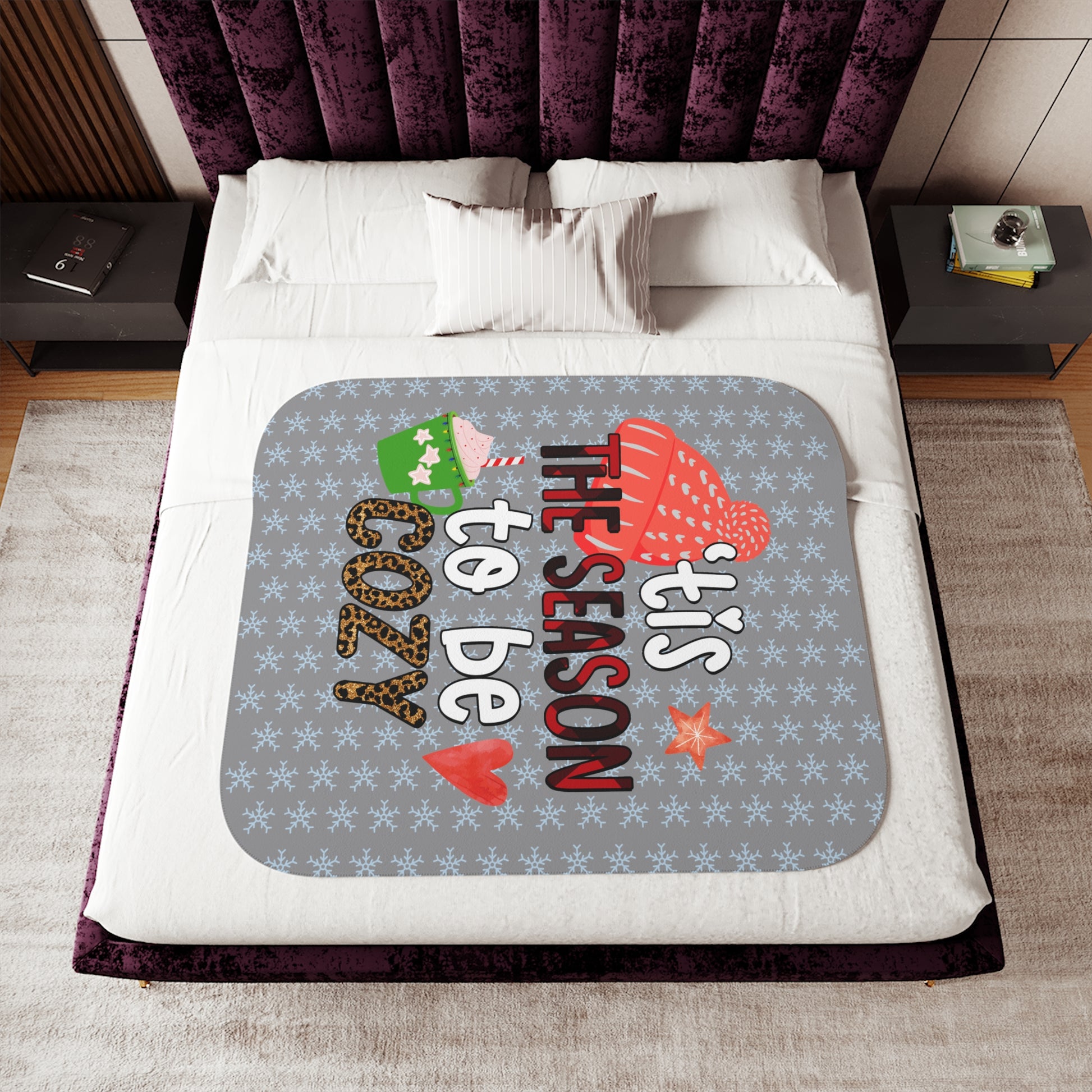 Holiday Sherpa Blanket – "’Tis the Season to Be Cozy" Plush Throw - Ramshackle Shack