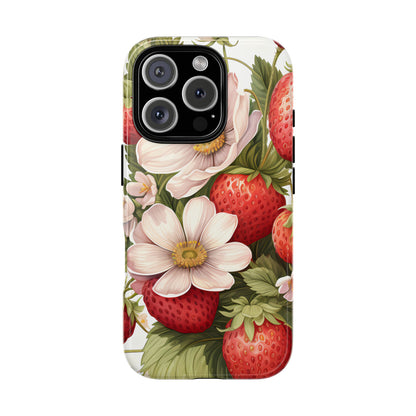 Strawberry Blossom Phone Case — Floral Protective Tough Case - Ramshackle Shack