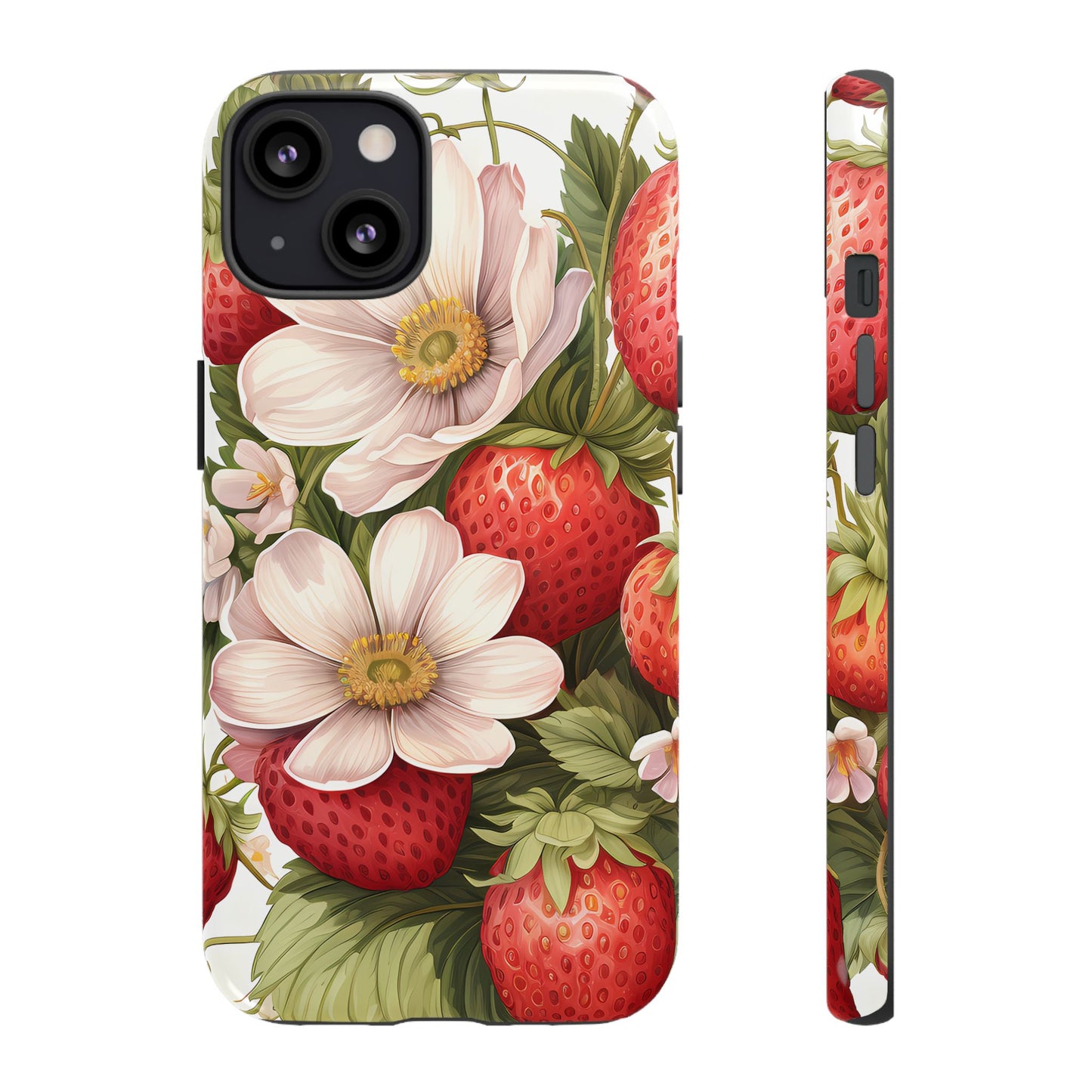 Strawberry Blossom Phone Case — Floral Protective Tough Case - Ramshackle Shack