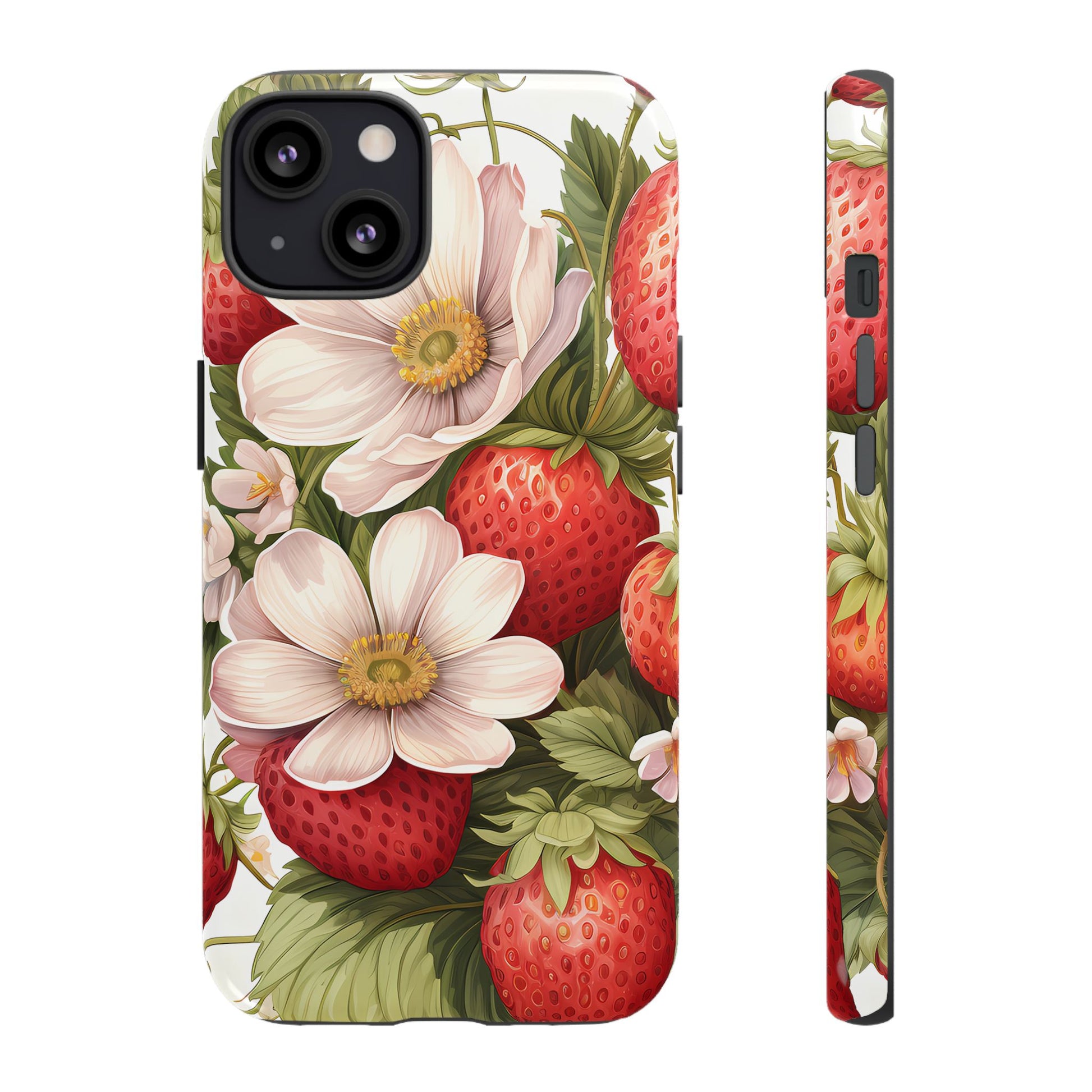 Strawberry Blossom Phone Case — Floral Protective Tough Case - Ramshackle Shack