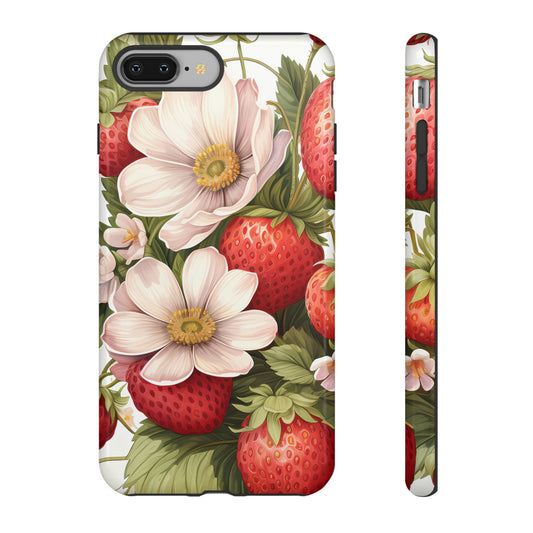 Strawberry Blossom Phone Case — Floral Protective Tough Case - Ramshackle Shack