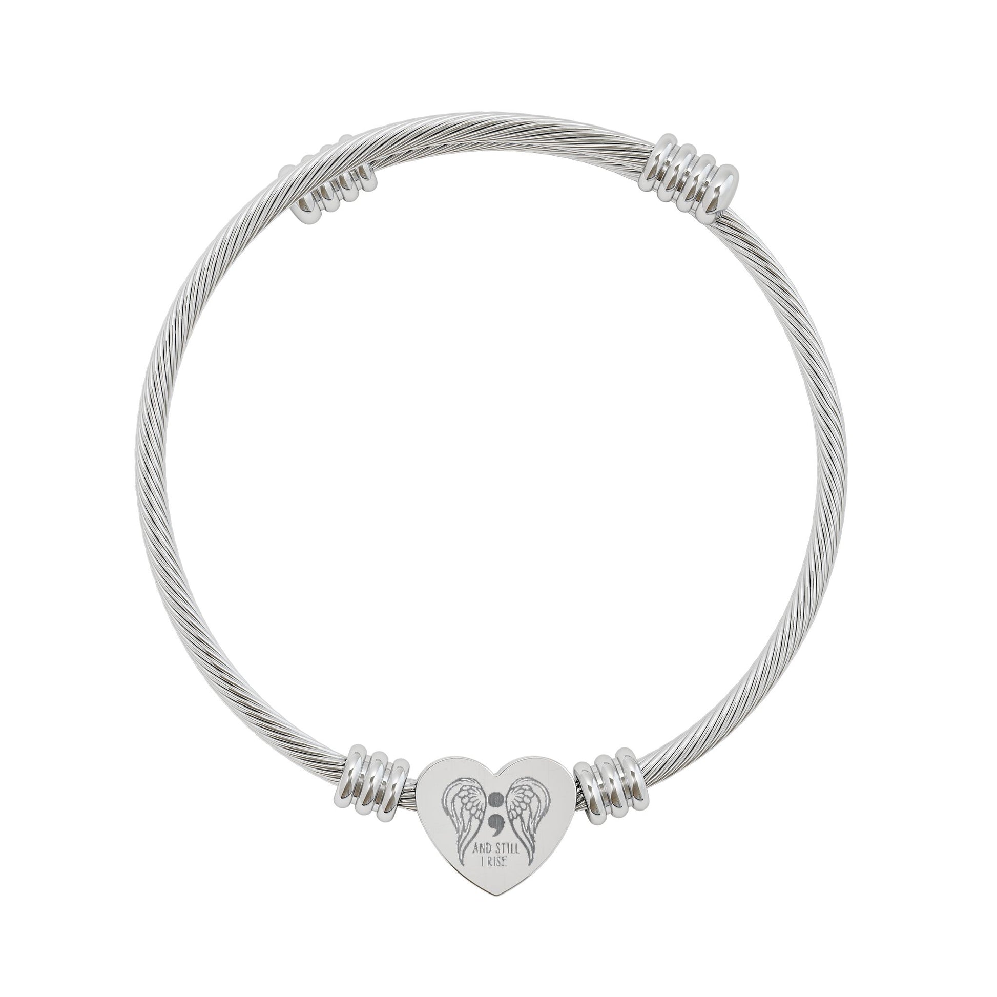 Personalized Heart Cuff Bracelet — Engraved Bracelet for Women, Custom Heart Charm, Dainty Jewelry Gift in 18K Gold Plated or Silver Stainless Steel - Ramshackle Shack
