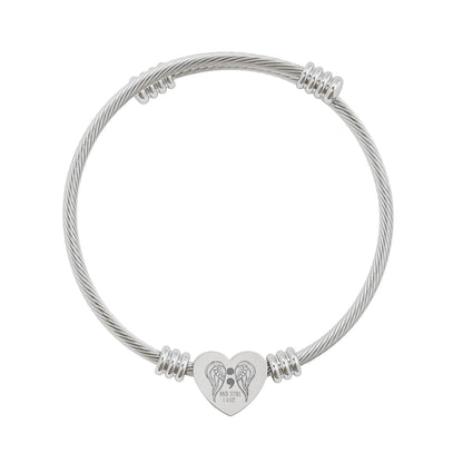 Personalized Heart Cuff Bracelet — Engraved Bracelet for Women, Custom Heart Charm, Dainty Jewelry Gift in 18K Gold Plated or Silver Stainless Steel - Ramshackle Shack