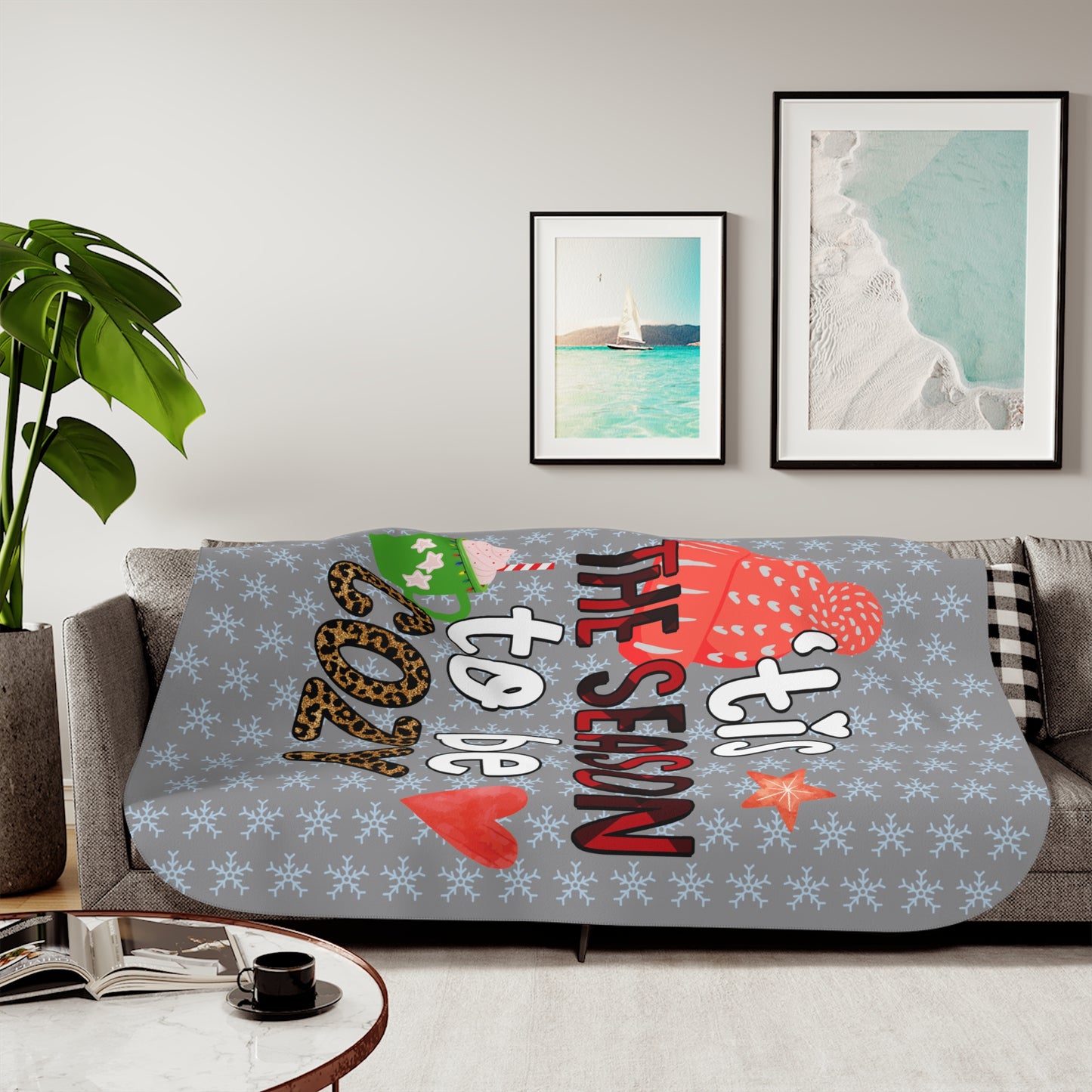 Holiday Sherpa Blanket – "’Tis the Season to Be Cozy" Plush Throw - Ramshackle Shack