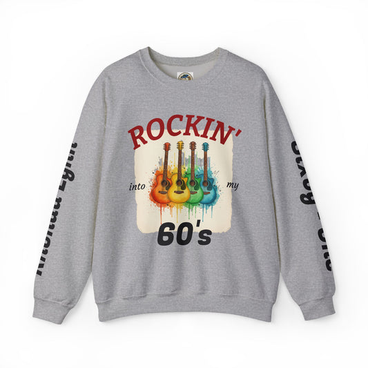 Rockin' Into My 60's Sweatshirt — Custom Age & Name Guitar Crewneck - Ramshackle Shack