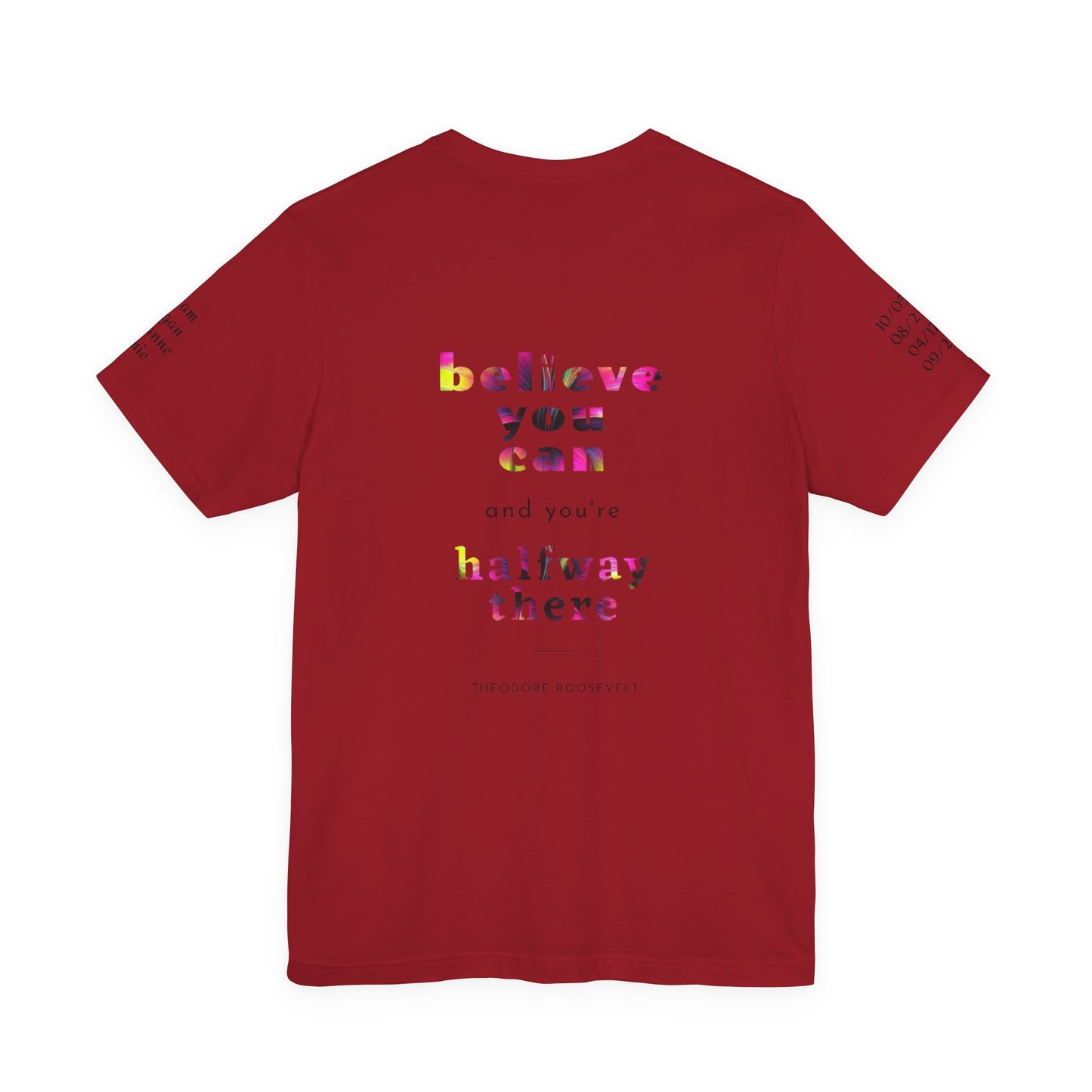 Dad 'Surviving on Caffeine and Chaos' Tee — Custom Names & Dates, 'Believe You Can' Back - Ramshackle Shack